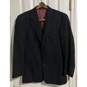 Size-Medium Gianfranco Ruffini Italy Wool Blazer 36S Black Pinstripe Mens Coat